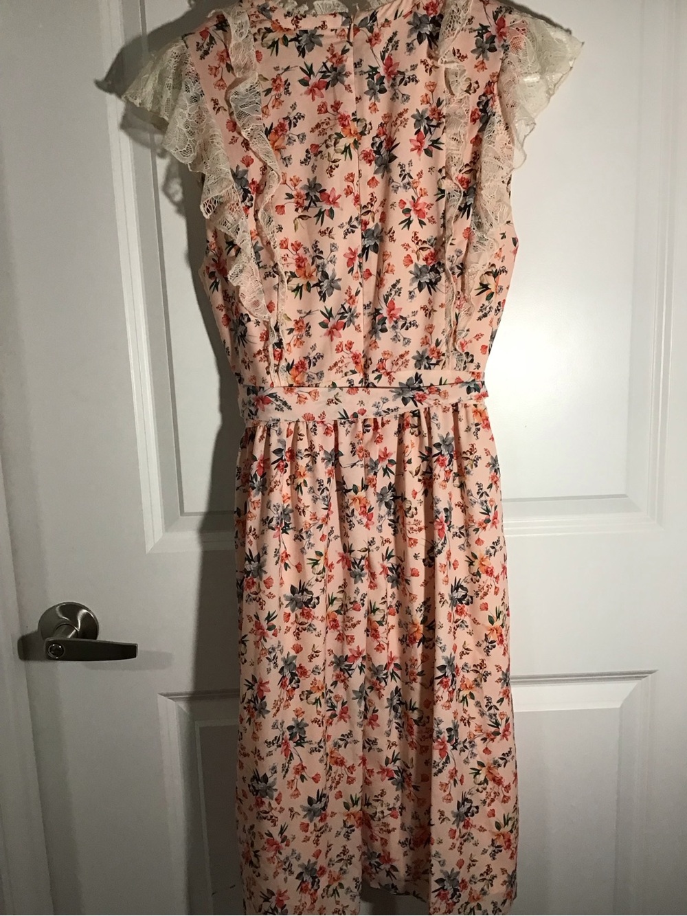 French Connection Blush Floral Lace-Trim Midi Dress Size 8 - Picture 6 of 15